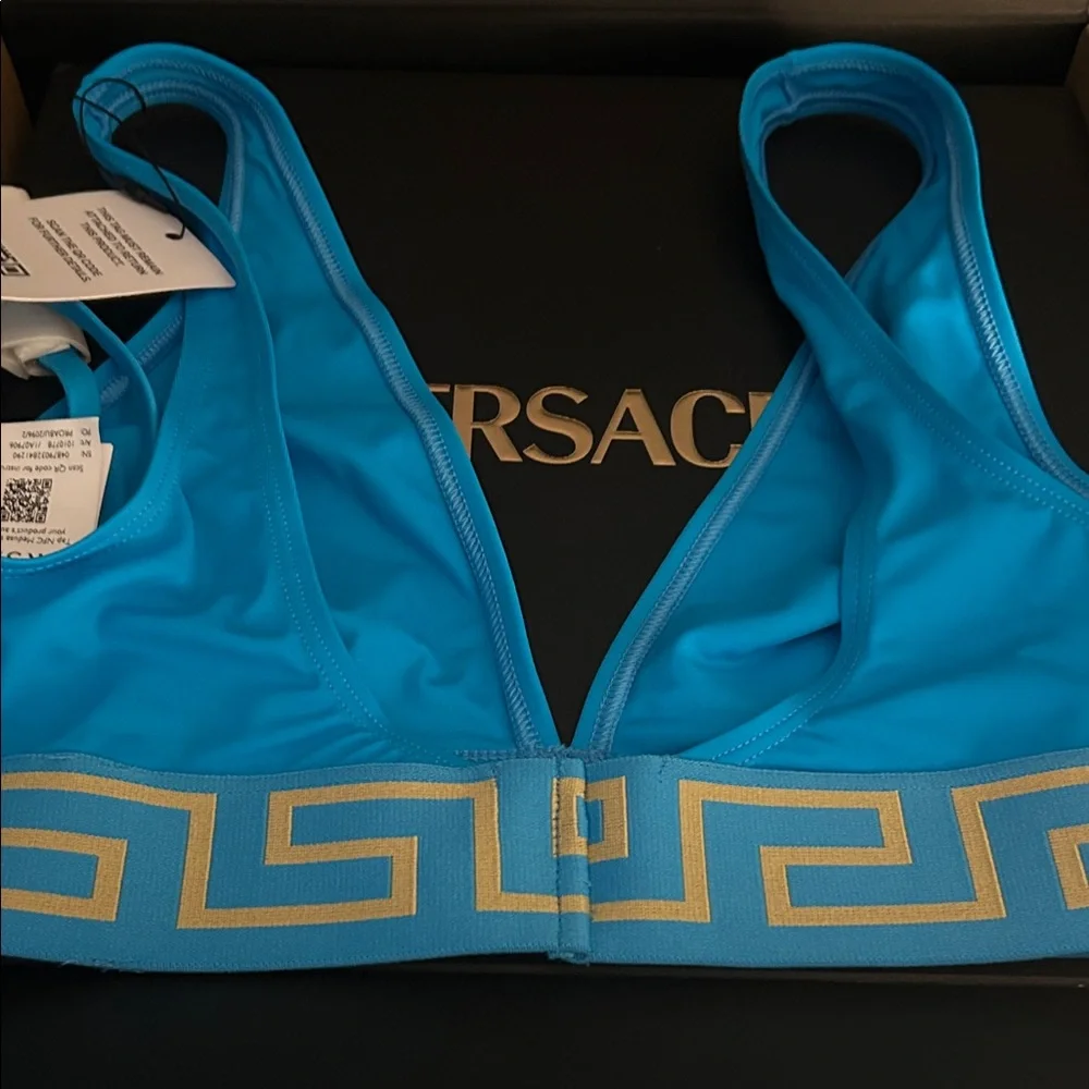 Versace Turquoise and Gold Medusa Bikini Top - Picture 7 of 7